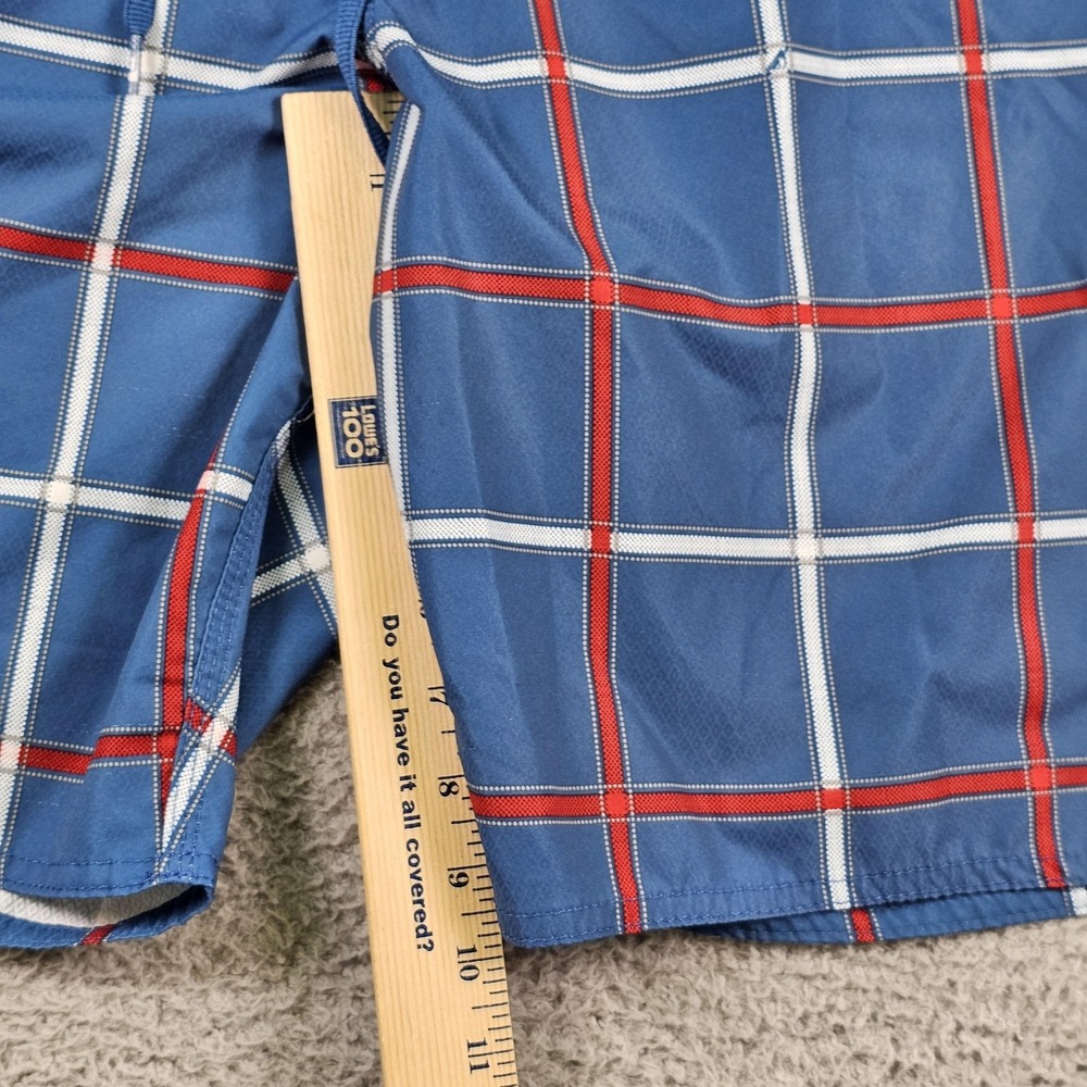 Quiksilver Waterman Board Shorts Mens 32 Blue Plaid Cargo Swim Trunks Pocket - Picture 3 of 10